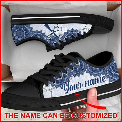 Hairstylist Mandala Personalized Canvas Low Top Shoes