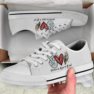 Peace Love Owl Sign Low Top Shoes