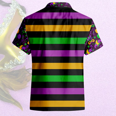 Mardi Gras Shirt Bourbon Striped Hawaiian