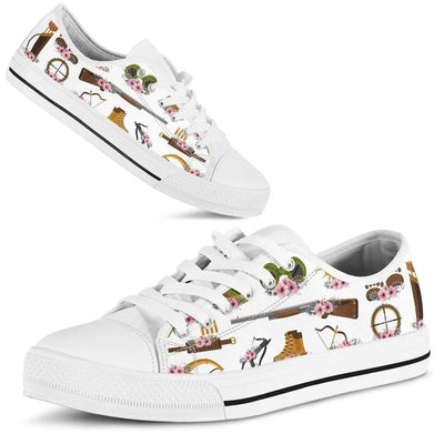 Hunting Tool Flower Watercolor Low Top Shoes