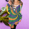 Mardi Gras Colors Dress Off Shoulder PANDOS0004