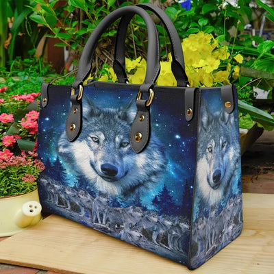 Wolves And Night Forest Native American Purse Tote Bag Handbag For Women
