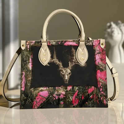 Deer Skull Hunting Pink Camouflage Purse Tote Bag Handbag For Women
