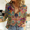 Hippie Peace Sign Unique Women Casual Shirt PANCAS027