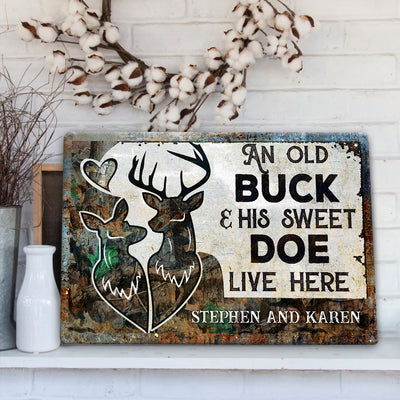 Personalized Hunting Couple Metal Sign An Old Buck And His Sweet Doe