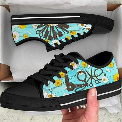 Hairstylist Daisy Flower Background Canvas Low Top Shoes