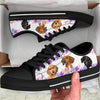 Dachshund Dog Purple Flower Canvas Low Top Shoes