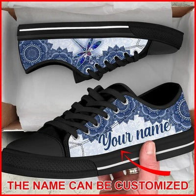 Dragonfly Mandala Luxury Personalized Canvas Low Top Shoes