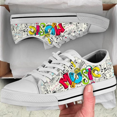 Music Street Funny Icon Canvas Low Top Shoes