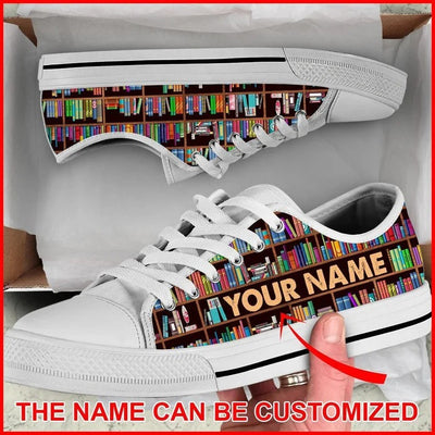 Librarian Bookshelf Personalized Canvas Low Top Shoes