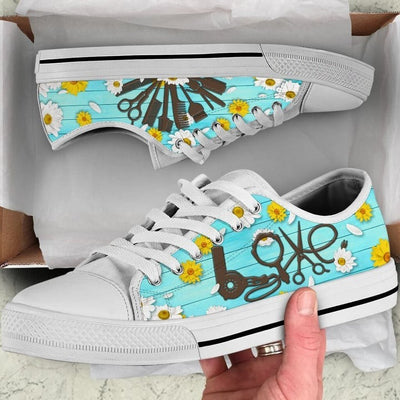Hairstylist Daisy Flower Background Canvas Low Top Shoes