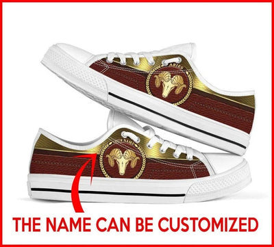 Aries Zodiac Sign Inscription Personalized Canvas Low Top Shoes