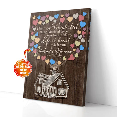 Personalized Gift For Couple Fly House Canvas Wall Art The Most Wonderful