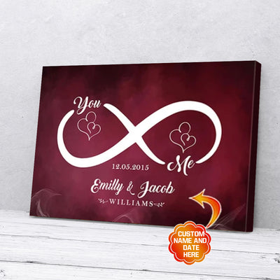Personalized Gift For Couple Infinity Red Canvas Wall Art You Me