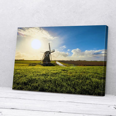 Sunset Windmill Home Canvas Prints