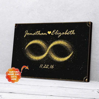 Personalized Gift For Couple Infinity Golden Canvas Wall Art