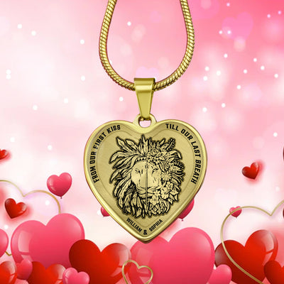 Personalized Valentine's Day Gifts First Kiss Last Breath Heart Necklace