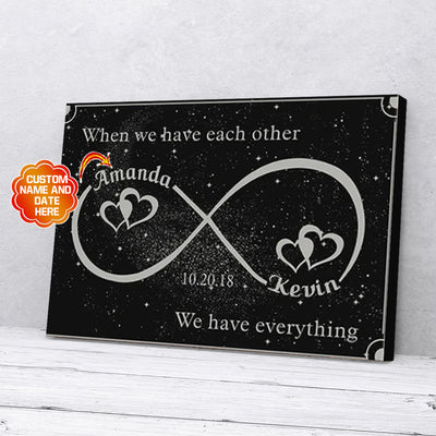 Personalized Gift For Couple Infinity Black Canvas Wall Art When We Have