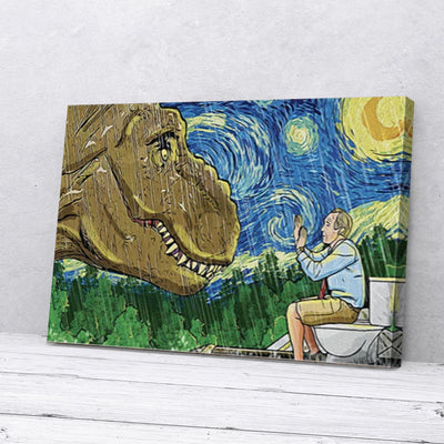 T-Rex With Man On Toilet Jurassic Park Dinosaur Canvas Prints PANCAV0020