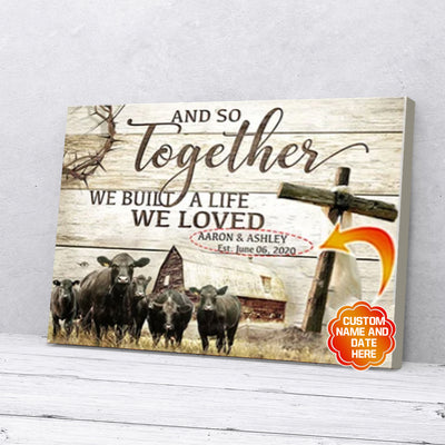 Personalized Gift For Couple Cow Farmer Canvas Wall Art And So Together PAN17529