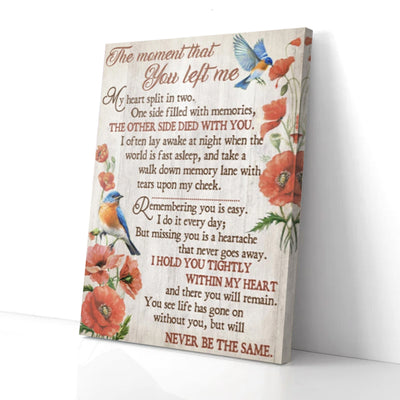 The Moment That You Left Me Poppy Birds Canvas Prints
