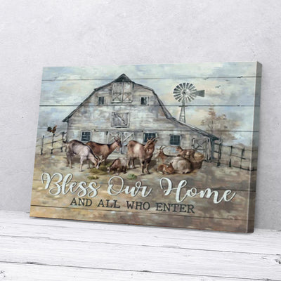 Bless Our Home And All Who Enter Goats Canvas