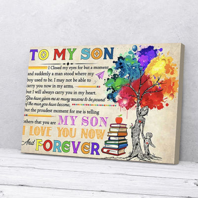 To My Son I Love You Forever Rainbow Tree Mom Canvas Prints