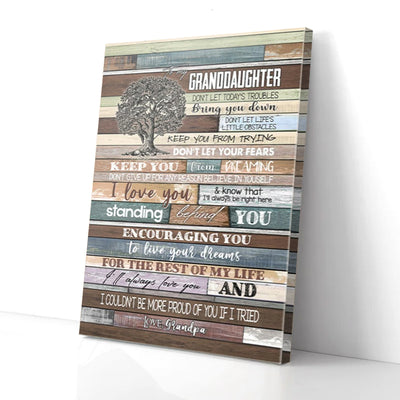 To My Greanddaughter Old Tree Grandpa Canvas Prints