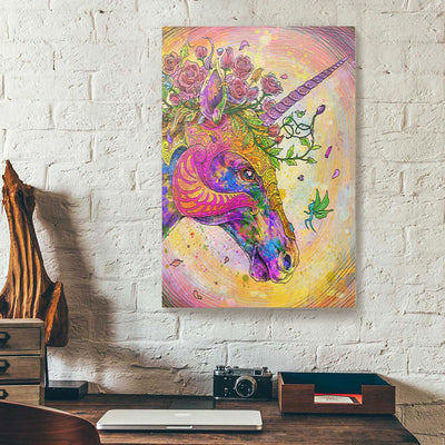 Unicorn Flower Colorful Canvas Prints