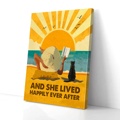And She Lived Happily Ever After Beach And Cat Canvas Prints PAN12759