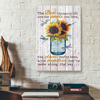 The Best Things In Life Sunflower Dragonfly Canvas Prints PAN05641