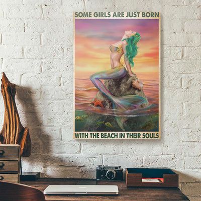 Some Girls Are Just Born With Beach In Their Souls Mermaid Canvas Prints