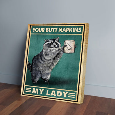 Your Butt Napkins My Lady Raccoon Vintage Canvas Prints PAN15292