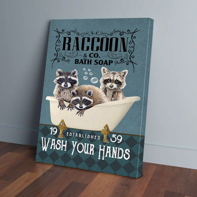 Bath Soap Company Raccoon Wash Your Hand Canvas Prints PAN19803