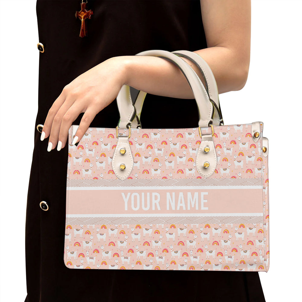 Personalized Llama Rainbow Purse Bag Handbag For Women - Bestiewisdom