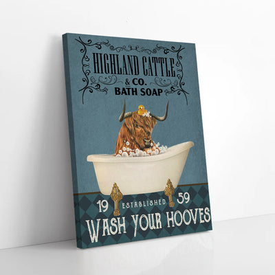 Bath Soap Wash Your Hooves Highland Cattle Canvas Prints PAN19002