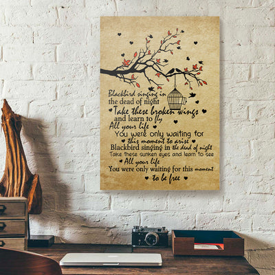Tree Blackbird Singing Canvas Prints PAN07730
