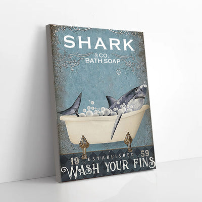 Shark On Bath Canvas Prints