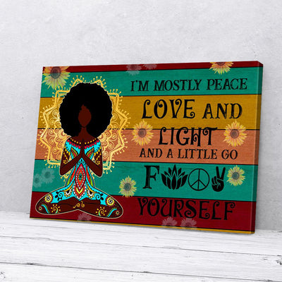 I'm Mostly Peace Love And Light Yoga Canvas Prints PAN00214