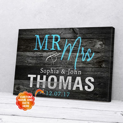 Personalized Gift For Couple Canvas Wall Art Mr And Mrs