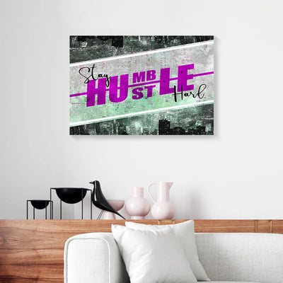 Stay Humble Hustle Hard City Pink Women  Canvas Prints