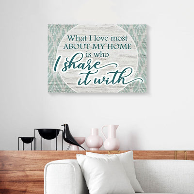 What I Love Most About My Home Is Who I Share It With Home Canvas Prints