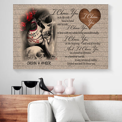 I Choose You To Do Life With Hand In Hand Skull Love Custom Canvas Prints PAN14205