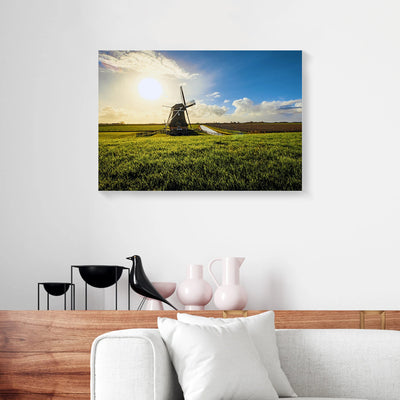 Sunset Windmill Home Canvas Prints