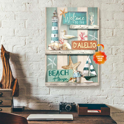 Personalized Beach Canvas Wall Art Welcome To Beach House PAN03255
