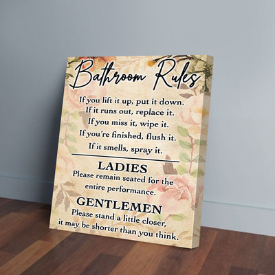 Bathroom Rules Ladies Gentlemen Flower Bathroom Canvas PAN08306