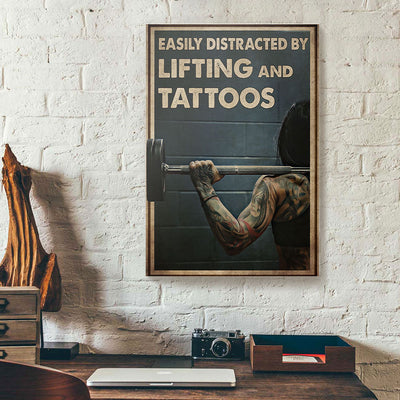 Fitness Girl Distracted By Lifting And Tattoos Canvas Prints PAN16044
