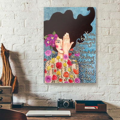 You Belong Among The Wildflowers Girl With Flowers Canvas Prints