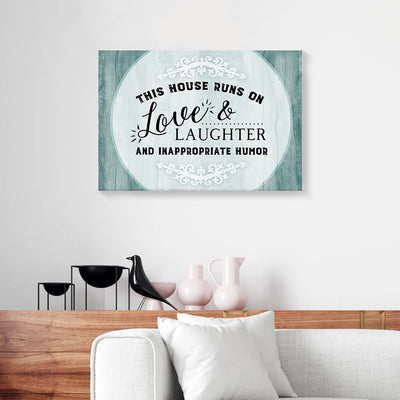 This Home Runs On Love & Laughter Pattern Canvas Prints