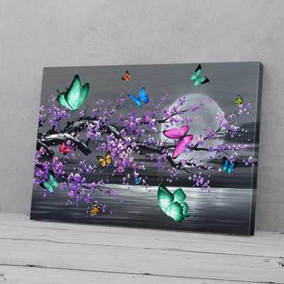 Purple Tree With Butterflies Butterfly Canvas PAN10237